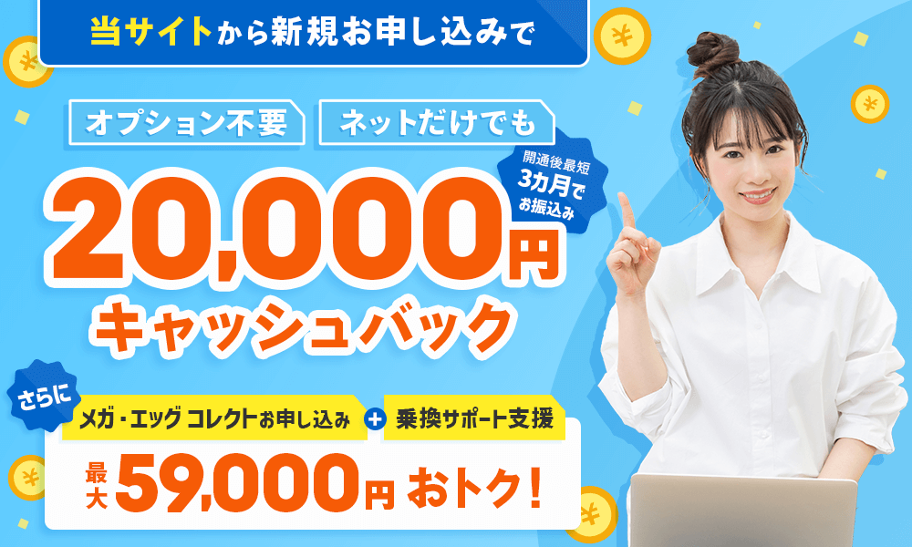 メガエッグ新規お申込みで2万円現金キャッシュバック!